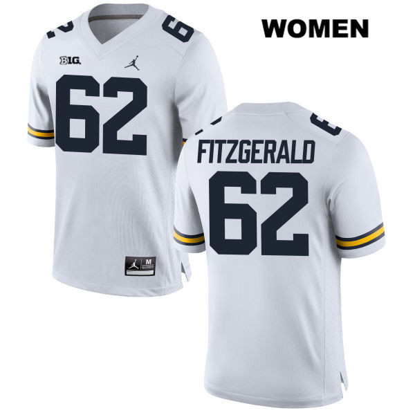 Women's NCAA Michigan Wolverines Sean Fitzgerald #62 White Jordan Brand Authentic Stitched Football College Jersey FB25Q35IZ